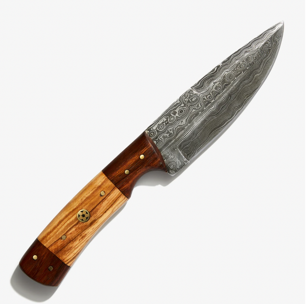9'' TD-087 Ever Outdoor Damascus blade knife with laminated wood handle brass pins on Tampa Home & Garden Store