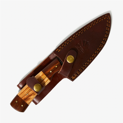 9'' TD-087 Ever Outdoor fixed-blade knife with wood handle and brown leather sheath on Tampa Home & Garden Store