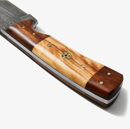9'' TD-087 Ever Outdoor knife blade with Damascus pattern and two-tone wood handle by Titan K on Tampa Home & Garden Store