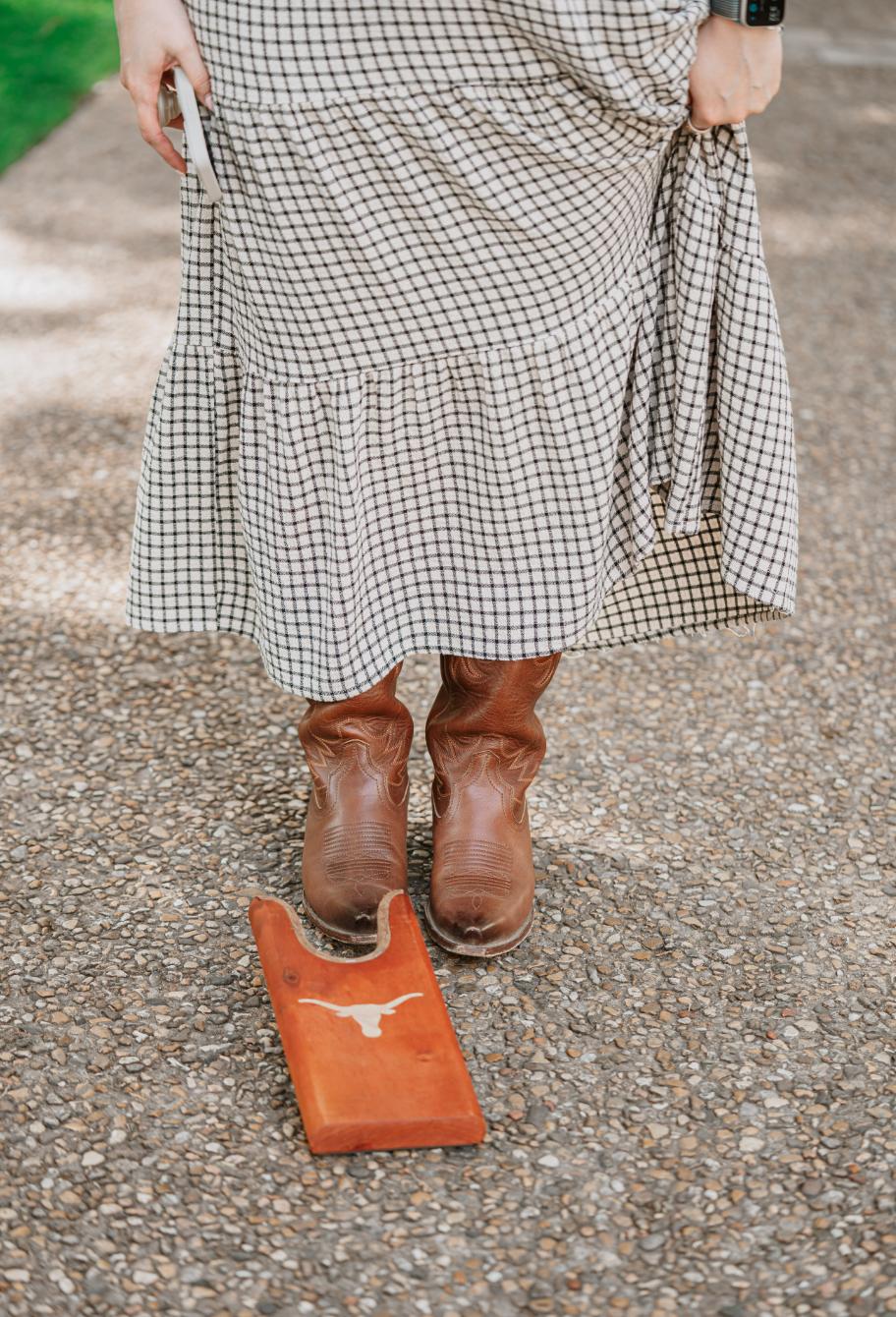 Texas Longhorn Boot Jack by Ryan's Woodworking, orange wooden boot pull with longhorn logo on Tampa Home & Garden Store