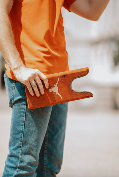 Texas Longhorn Boot Jack boot pull orange wood with longhorn logo by Ryan's Woodworking on Tampa Home & Garden Store