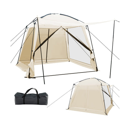 GemGear 10x10 ft screened canopy tent with beige fabric, vestibule and zippered door on Tampa Home & Garden Store