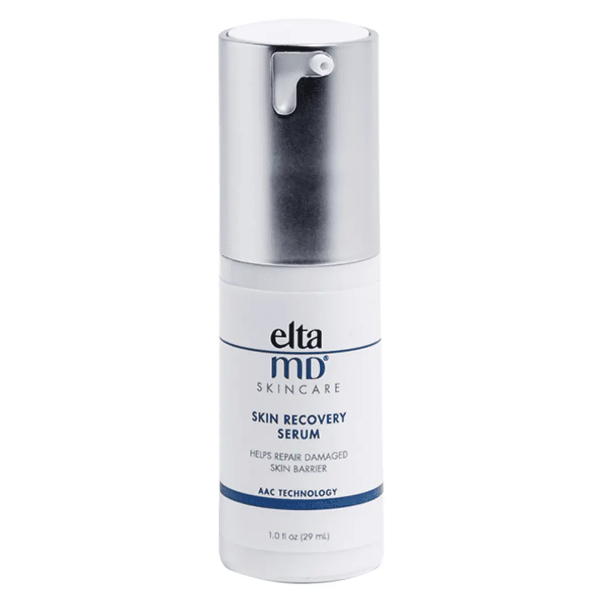 EltaMD Skin Recovery Serum 1.0 oz bottle with silver pump, white label, blue logo face serum on Tampa Home & Garden Store