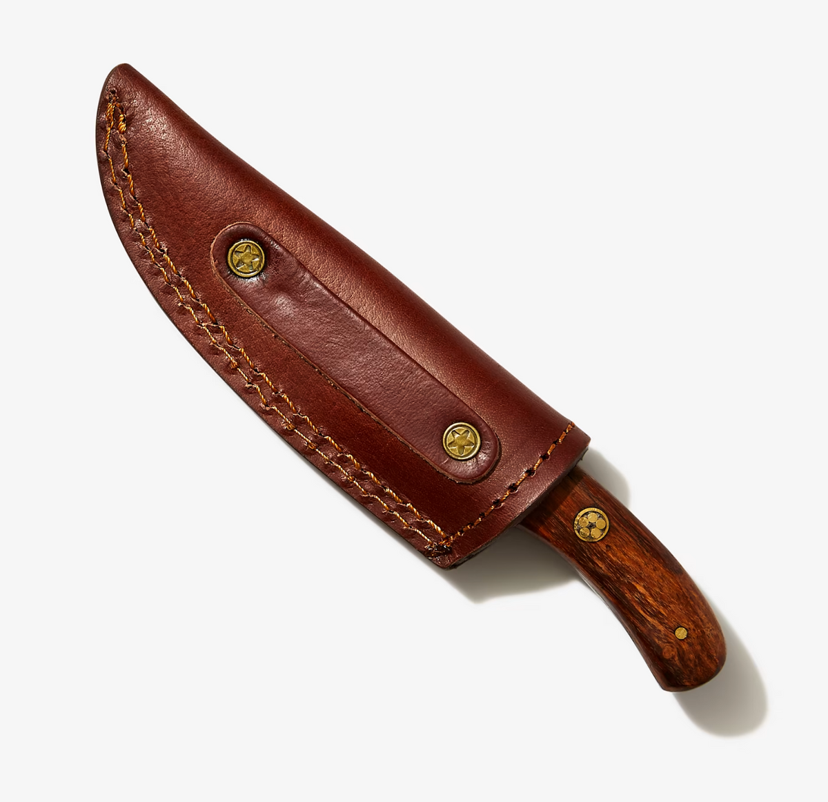 Damascus Skinner Knife with rosewood grip in brown leather sheath Titan Td-177 on Tampa Home & Garden Store