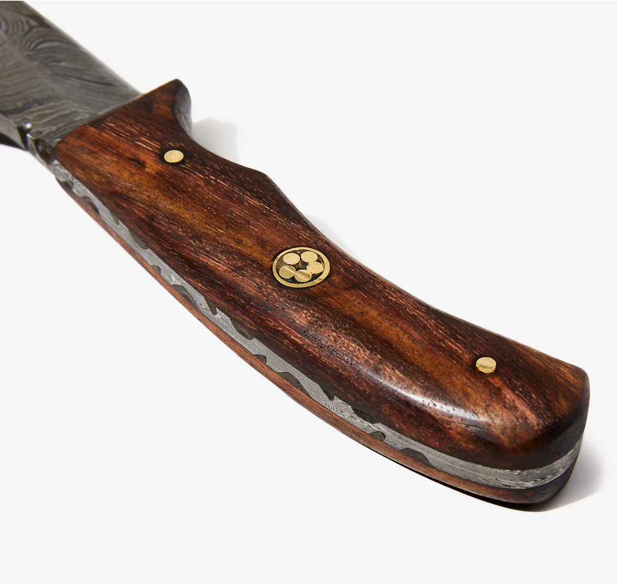Damascus steel skinner knife with rosewood grip, brass pins, Titan Td-177 on Tampa Home & Garden Store