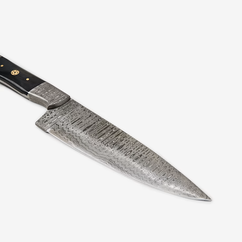 TD-057 kitchen knife by Titan International K Damascus-patterned steel blade black handle on Tampa Home & Garden Store