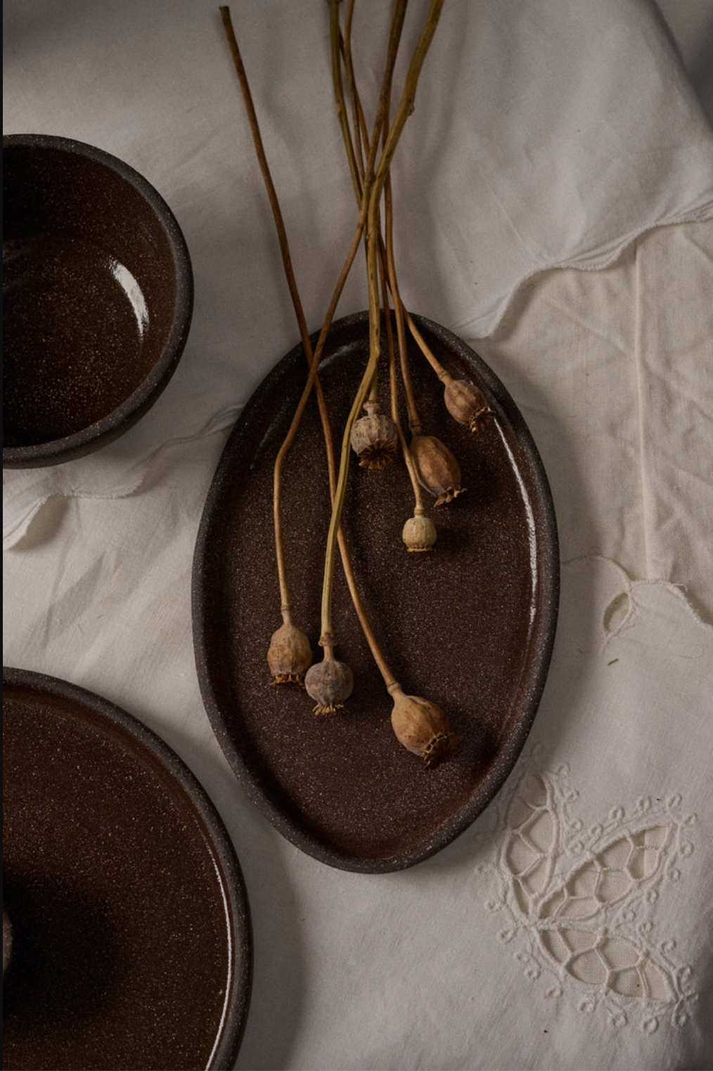 Handmade Oval Stoneware Rustic Serving Platter
