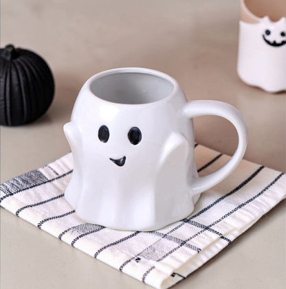 Ghost mug white ceramic ghost-shaped coffee mug Gia Roma seasonal decor on Tampa Home & Garden Store