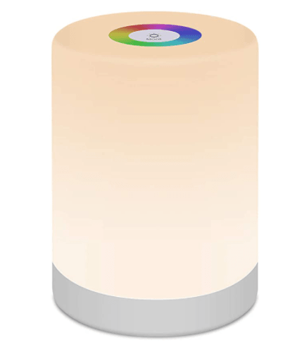 Stevvex touch dimmable table lamp beige cylindrical bedside night light with color LED on Tampa Home & Garden Store