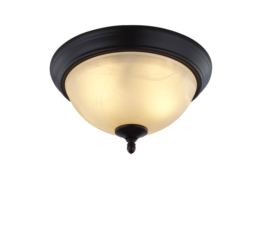 Montpellier 2-light flush mount ceiling fixture in dark bronze with frosted glass bowl World Imports WI838688 on Tampa Home & Garden Store