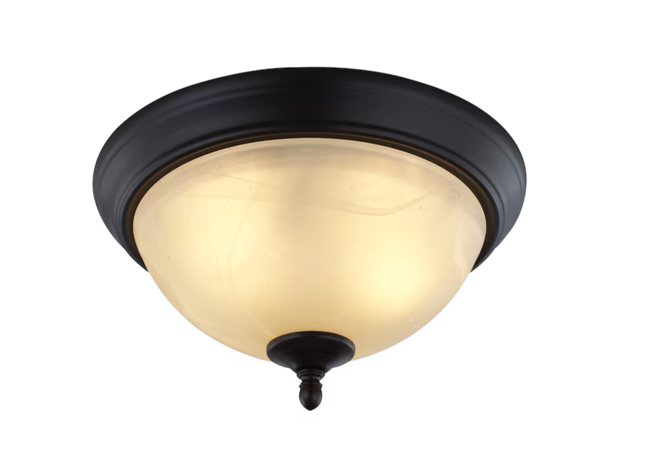 Montpellier flush mount ceiling fixture with dark bronze ring and frosted glass shade on Tampa Home & Garden Store
