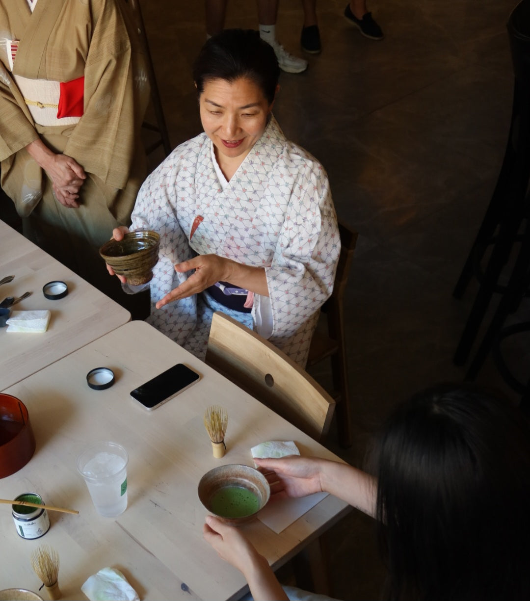 Samidori Single Cultivar Matcha by isshiki in a tea ceremony; green matcha bowl and whisk on Tampa Home & Garden Store