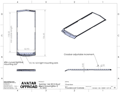 Ultra Rack roof rack for Sprinter Vans, avatar offroad; aluminum rack with mounting slots on Tampa Home & Garden Store