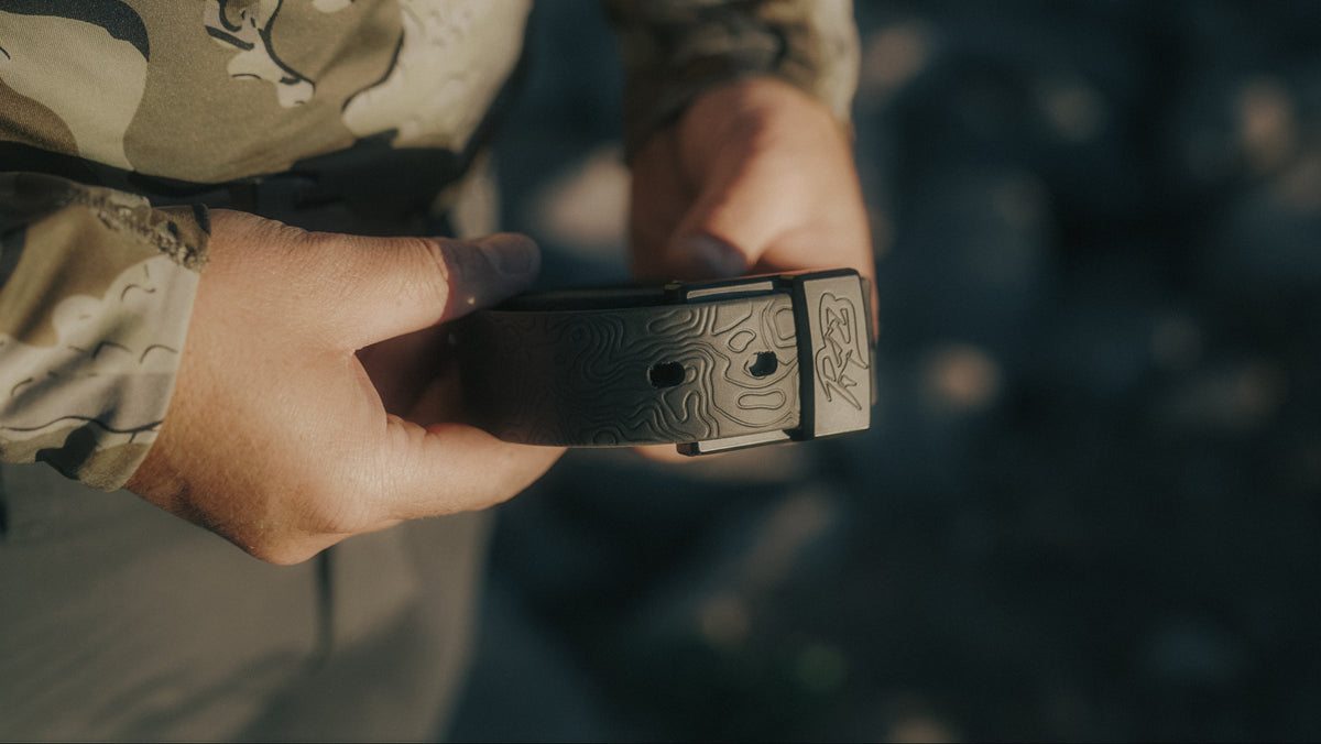 MTN Lite Belt by Ridge Belts, textured black strap with Ridge logo buckle on Tampa Home & Garden Store