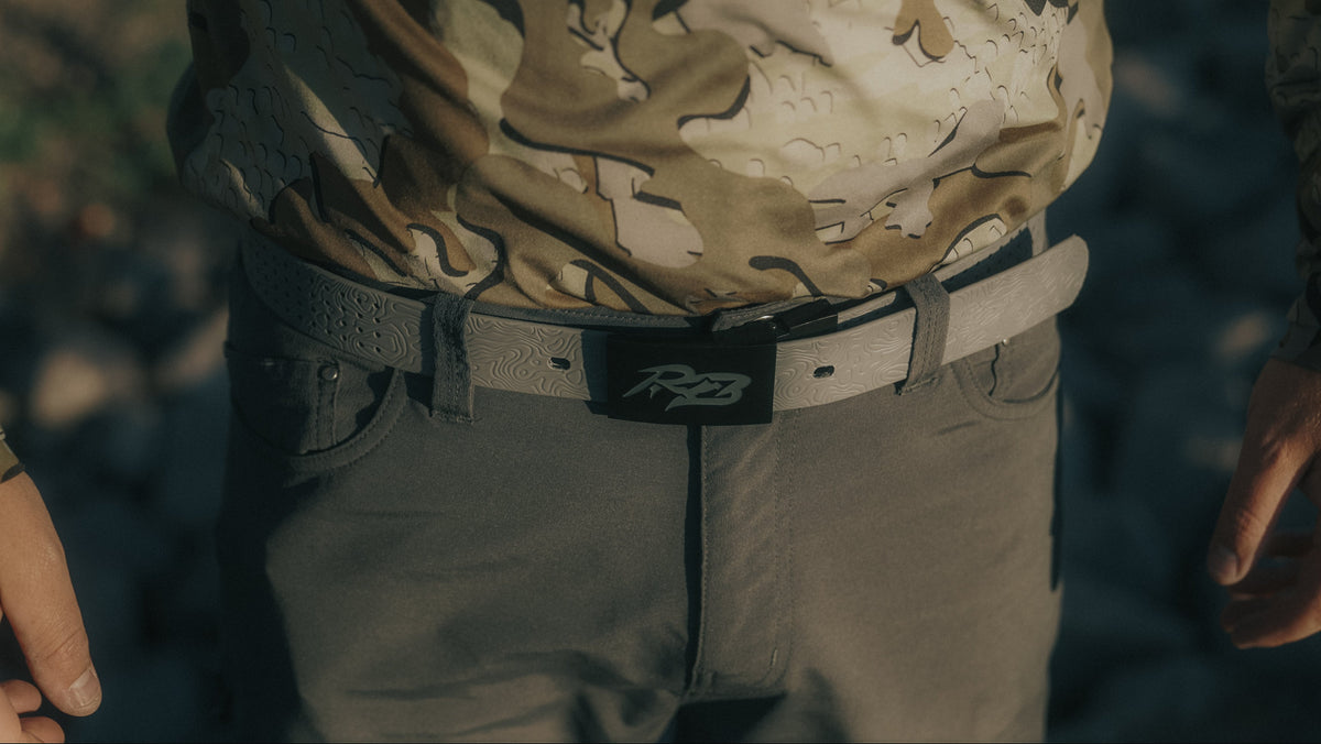 RB 2.0 Belt by Ridge Belts, gray textured strap with black buckle on Tampa Home & Garden Store