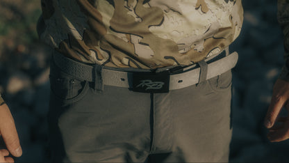 RB 2.0 Belt by Ridge Belts, gray textured strap with black buckle on Tampa Home & Garden Store