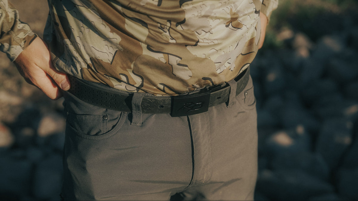 RB 2.0 Belt by Ridge Belts, black embossed tactical belt on Tampa Home & Garden Store