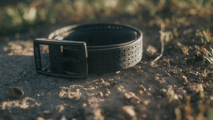 Lightweight Ridge Belt in black with embossed texture and metal buckle on Tampa Home & Garden Store