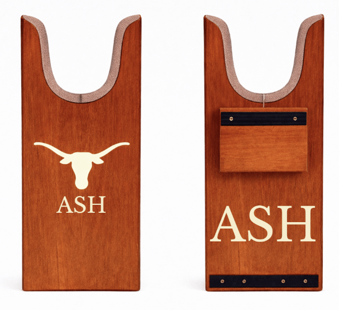 Texas Longhorn boot jack by Ryan's Woodworking, wooden boot pulls with ASH longhorn logo on Tampa Home & Garden Store
