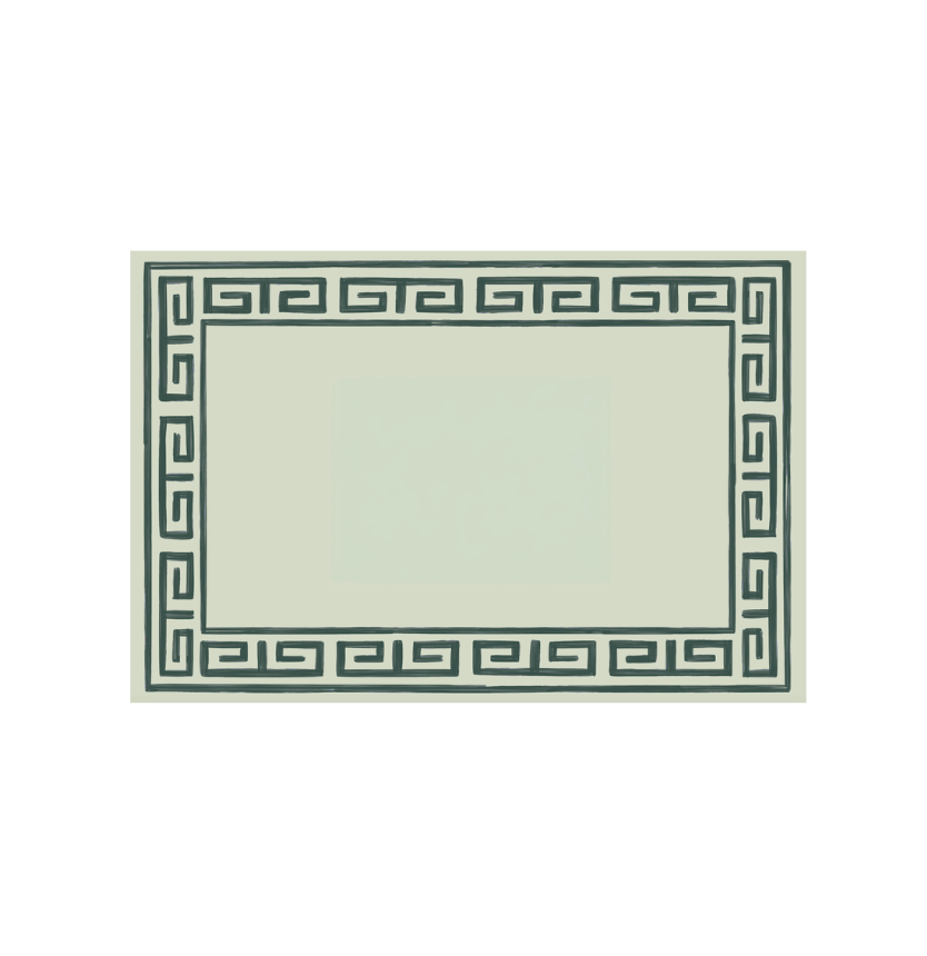 Pavilion placemats sky and navy Greek key border, rectangular, paper placemats on Tampa Home & Garden Store