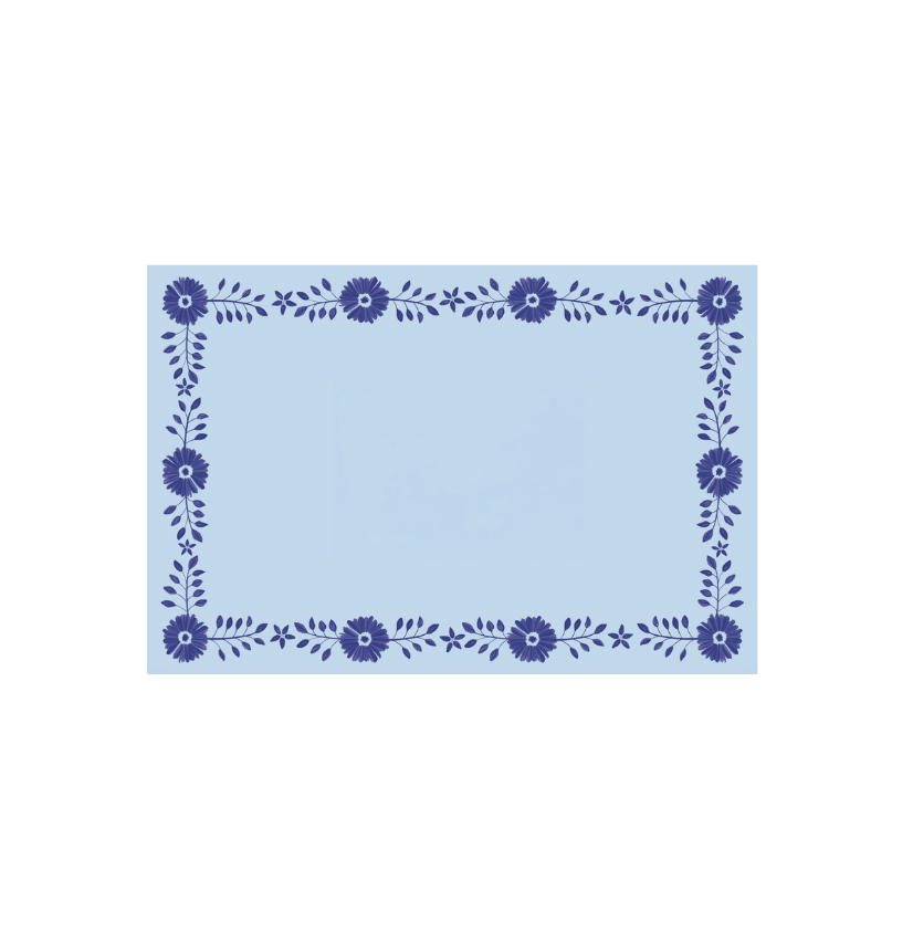 Josephine Daisy Placemat Pad blue with dark blue daisy border Pavilion Paper placemats on Tampa Home & Garden Store