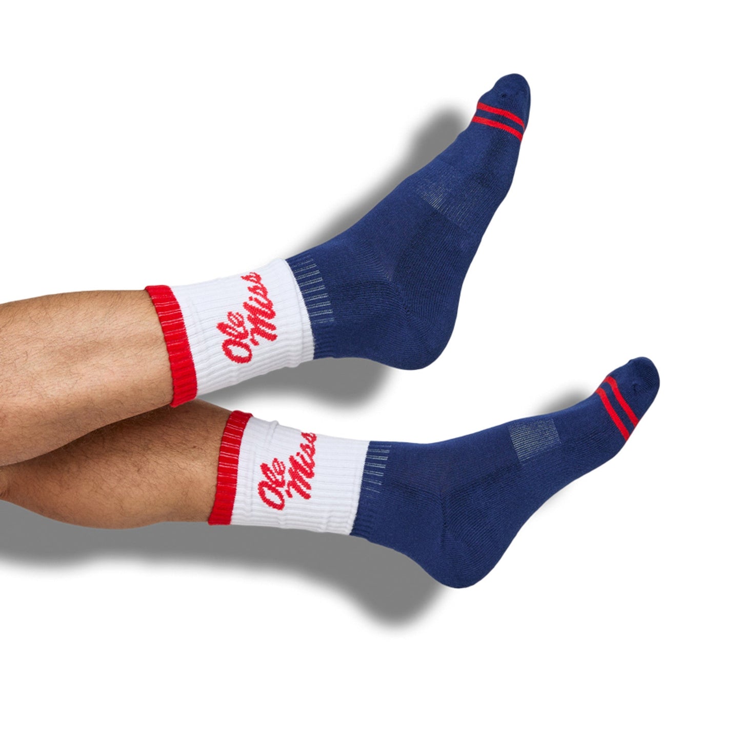 Ole Miss Colonel 4-Pack crew socks by DeadSoxy in blue with red stripes 4-pack on Tampa Home & Garden Store
