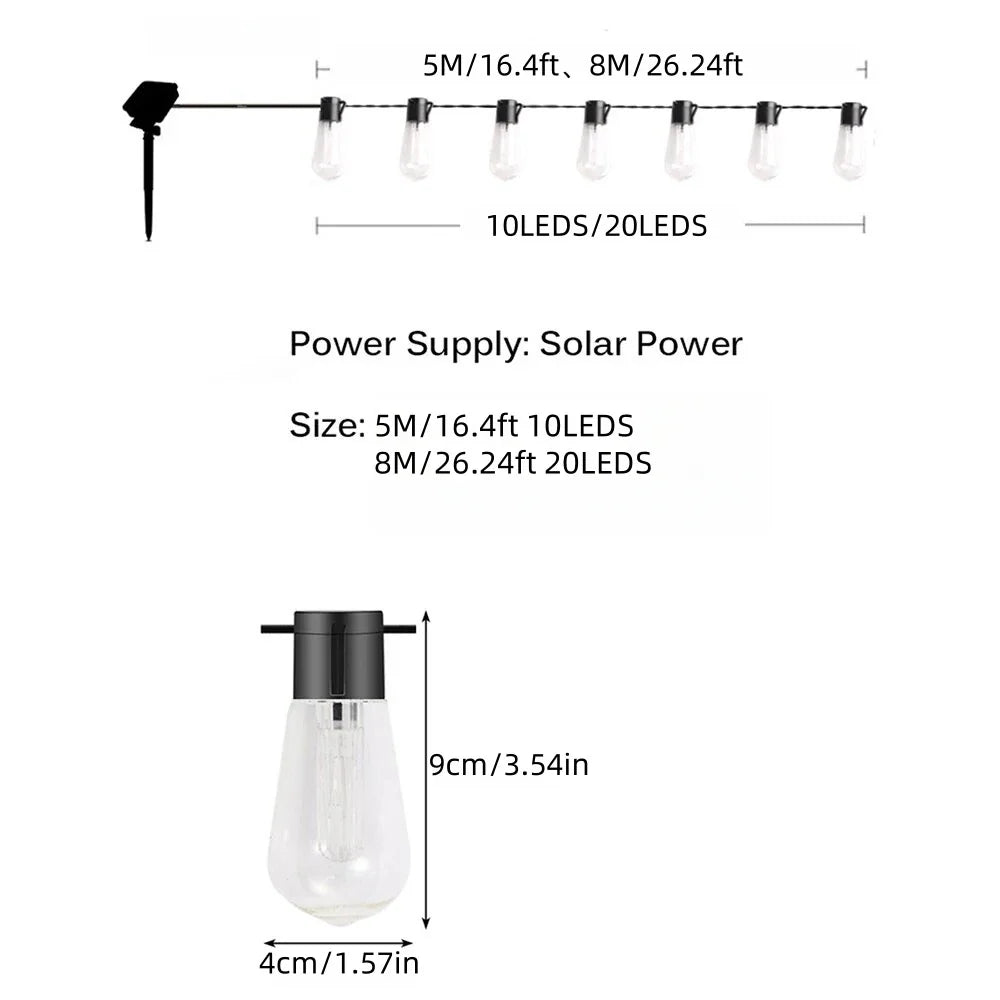 Perfecsy solar bulbs string lights 10 or 20 LEDs on cord on Tampa Home & Garden Store