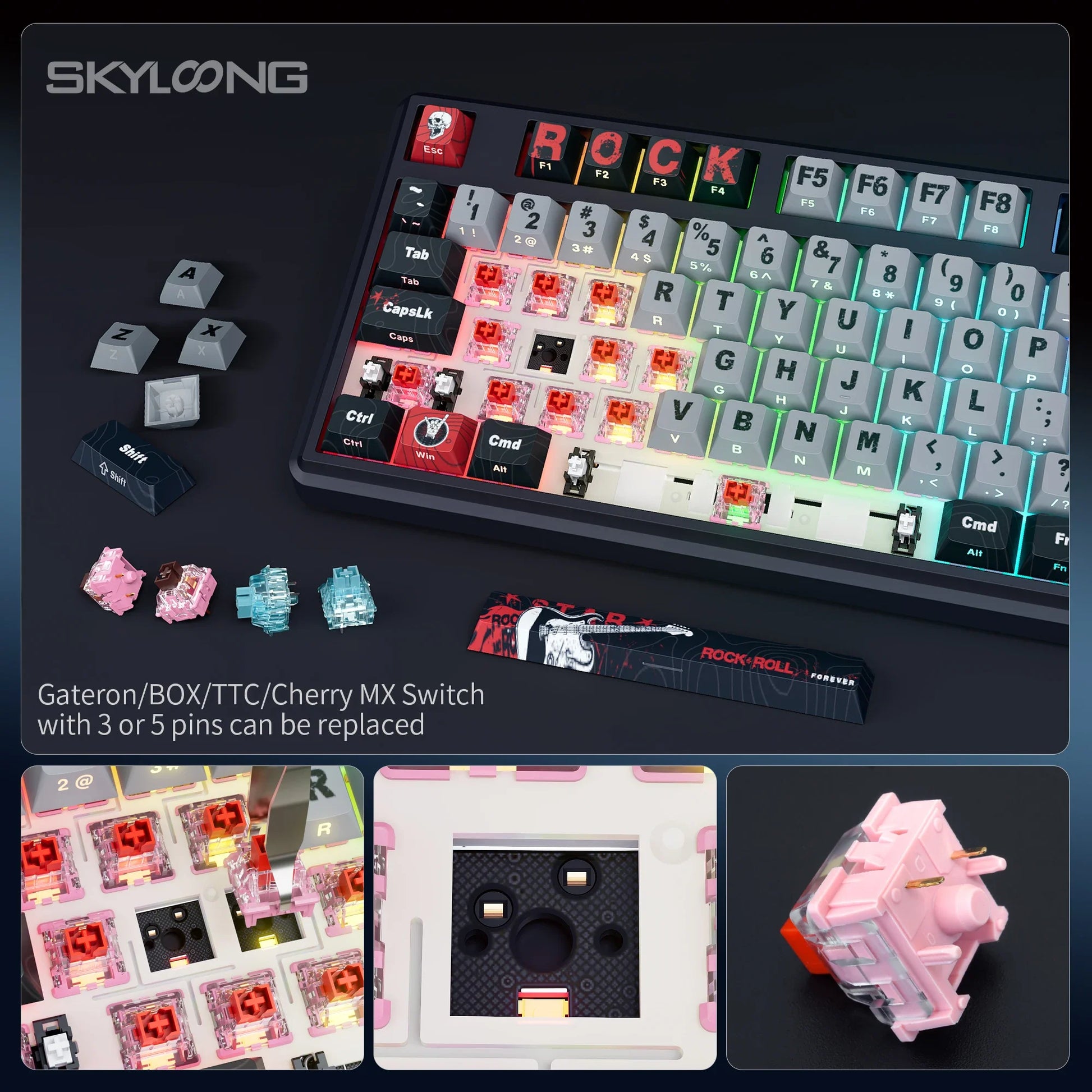 Skyloong GK104 Pro wireless mechanical keyboard with hot-swappable switches and RGB-lit keys on Tampa Home & Garden Store