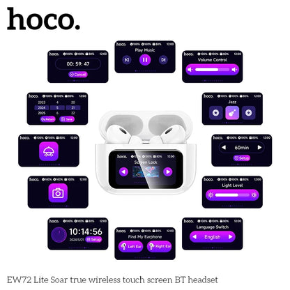 HOCO EW72 Lite wireless touch screen BT headset white earbuds with charging case on Tampa Home & Garden Store
