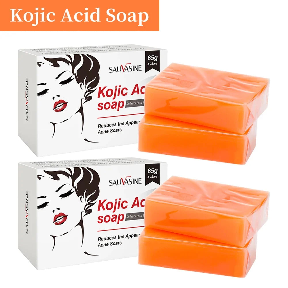 Kojic Acid soap bars 2-pack 65g each in orange blocks with Silcy Skin boxed packaging on Tampa Home & Garden Store