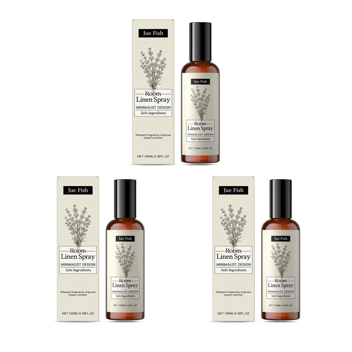 Indoor Lavender Fragrance Spray Jue Fish amber bottle with beige box lavender sprig 100ml on Tampa Home & Garden Store