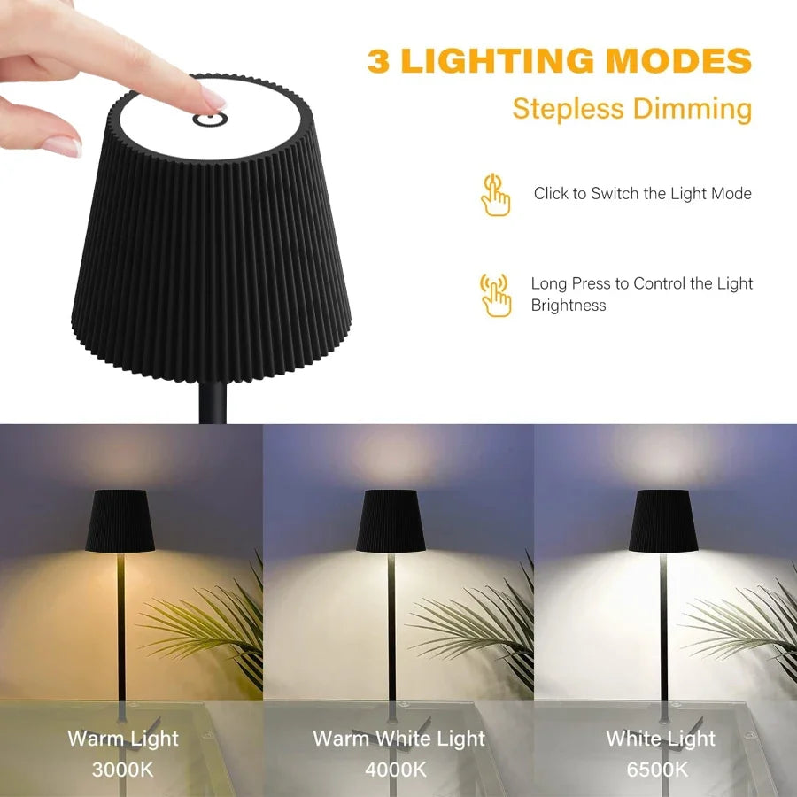 LumiGrid | Modern Stripe LED Table Lamp with Touch Dimming | Metal USB Desk Light for Decor