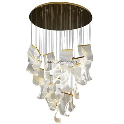DecorBites LED Art Acrylic Pendant Light with clear leaf prisms and gold-tone trim on Tampa Home & Garden Store