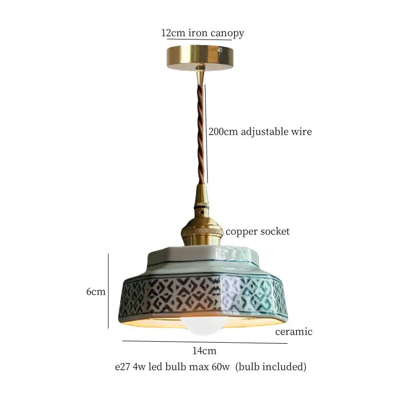 Lotus Flower Ceramic LED Pendant Lampshade by DecorBites green ceramic with copper socket on Tampa Home & Garden Store