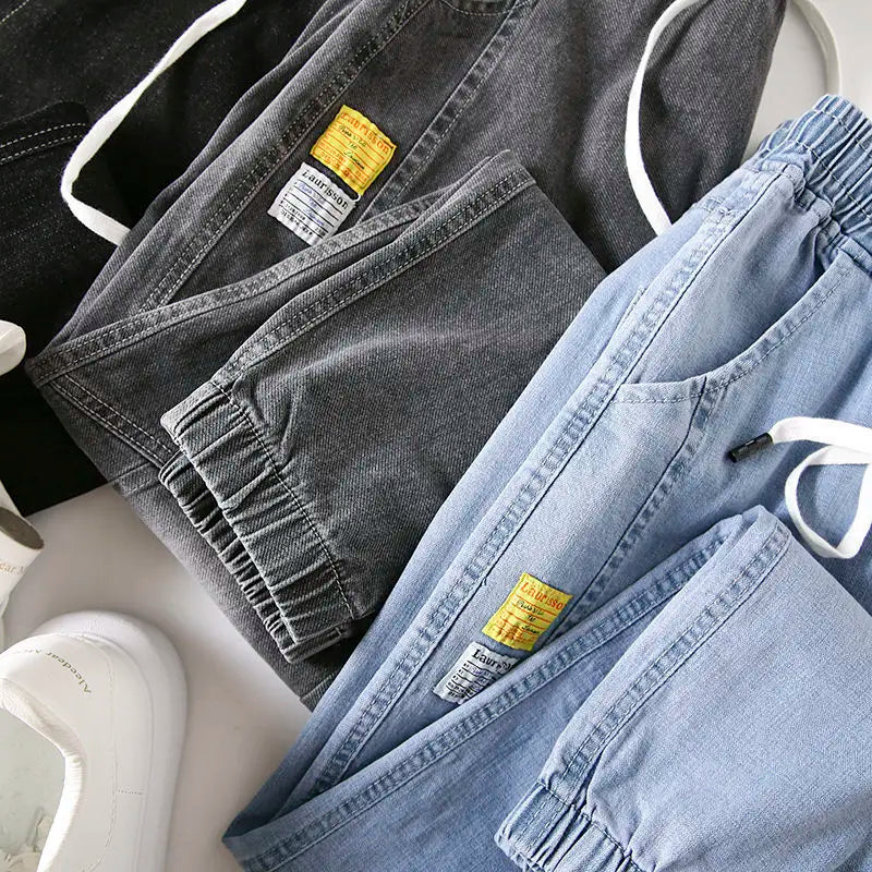 Men's wide leg jeans by UpTrend Deals in dark gray and light denim with patches set of 3 on Tampa Home & Garden Store
