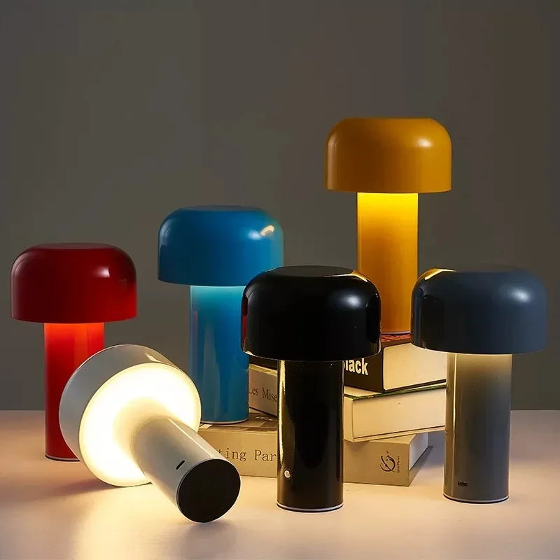 Retro Mushroom LED Table Lamp Touch Sensor Dimmable Rechargeable Desk Light