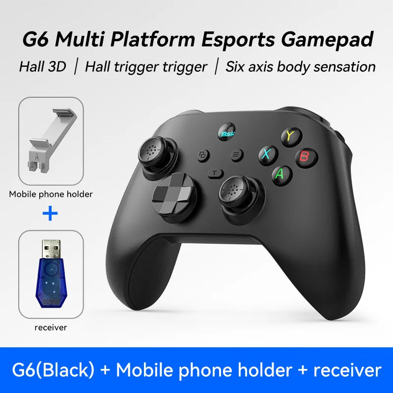 G6 Black wireless game controller with hall trigger, includes phone holder and receiver on Tampa Home & Garden Store