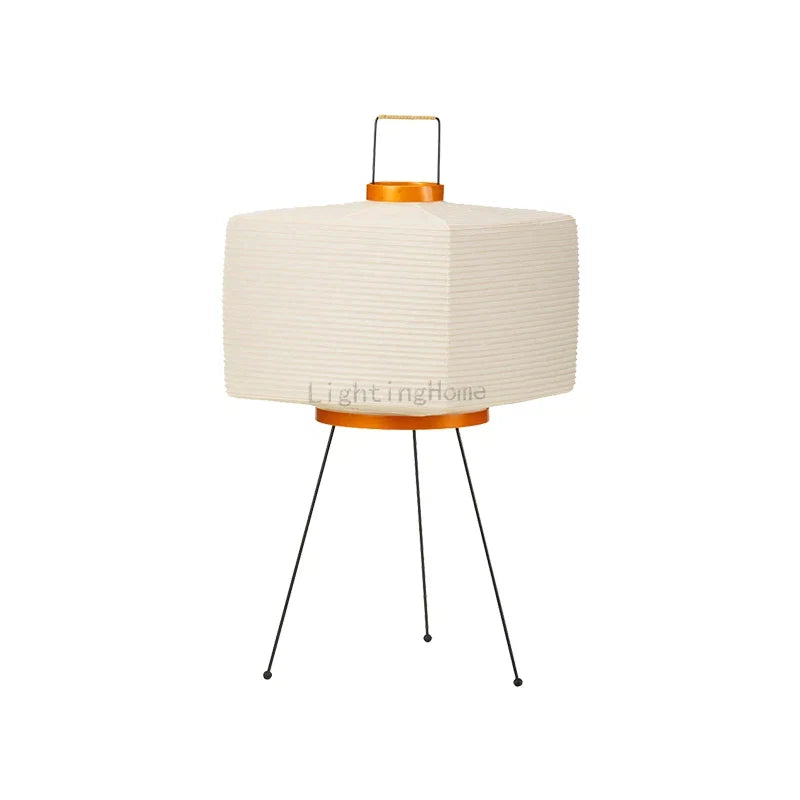 Perfecsy Japanese tripod floor lamp with beige rice-paper shade, wabi-sabi style on Tampa Home & Garden Store