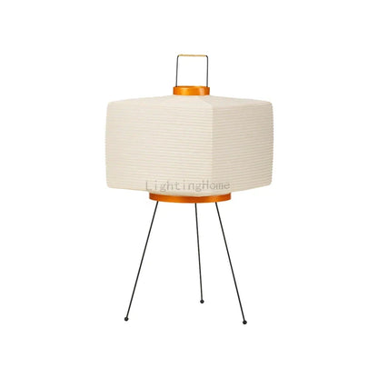 Perfecsy Japanese tripod floor lamp with beige rice-paper shade, wabi-sabi style on Tampa Home & Garden Store