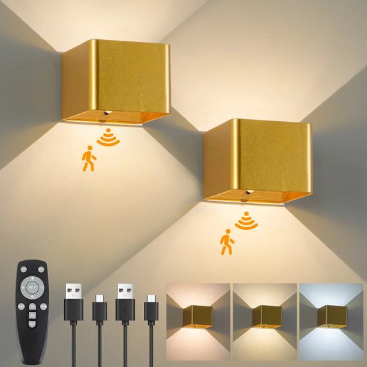 Battery Operated LED Wall Light Motion Sensor Remote Rechargeable Bedroom - Tampa Home & Garden Store