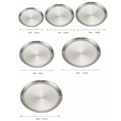 Stainless steel circular plates set by Perfecsy, 6pc in varying sizes (14–30 cm) on Tampa Home & Garden Store
