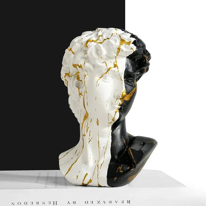 David bust sculpture by Perfecsy, 15cm resin white and black with gold veining for desk decor on Tampa Home & Garden Store