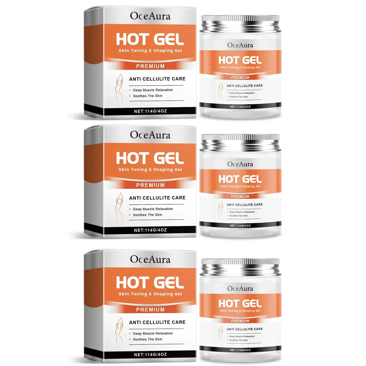 Hot Gel anti cellulite care set orange label packaging OceAura brand on Tampa Home & Garden Store