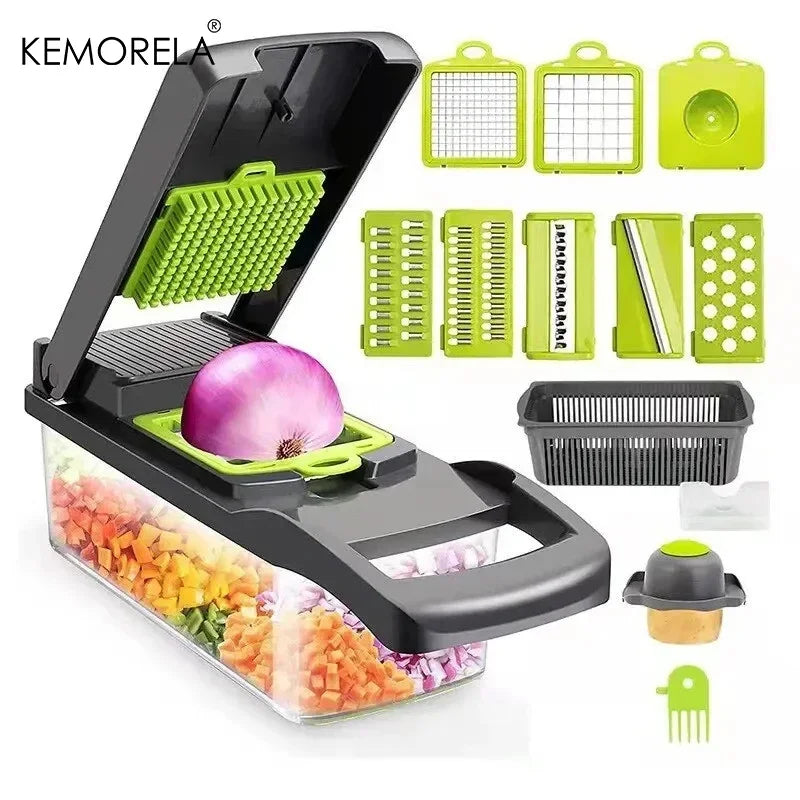 Perfecsy 14/16-in-1 multifunctional vegetable chopper with green blade set, slicer and dicer on Tampa Home & Garden Store