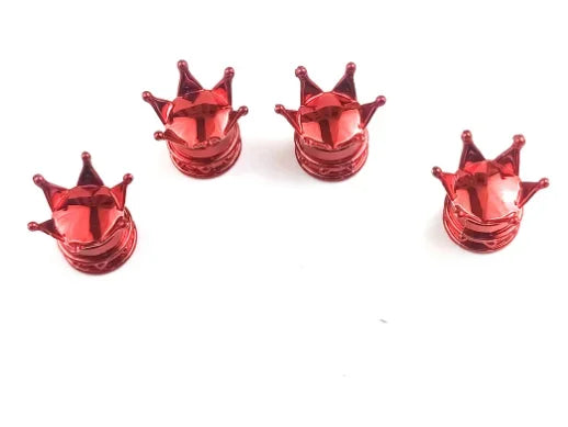 Valve stem caps red crown design metal 4-pack BikerZoneZ on Tampa Home & Garden Store