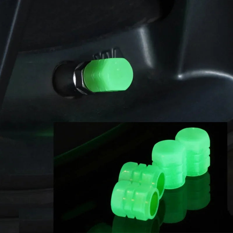 Luminous valve stem caps BikerZoneZ neon green plastic valvecaps, set of 4 on Tampa Home & Garden Store