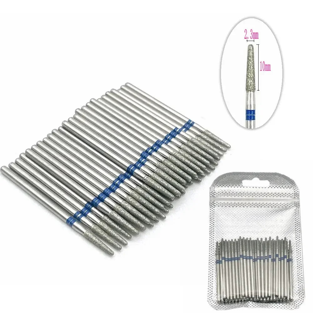 Diamond nail drill bit set 50pc Silcy Skin, cuticle bits with blue bands for manicure on Tampa Home & Garden Store