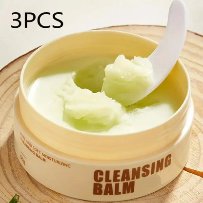 Cleansing balm jar with pale green balm chunks and spatula, 3PCS Silcy Skin cleanser on Tampa Home & Garden Store
