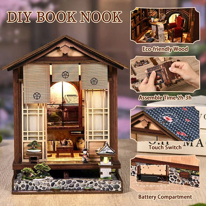 Perfecsy DIY book nook moss lamp wooden miniature house model with cozy interior on Tampa Home & Garden Store