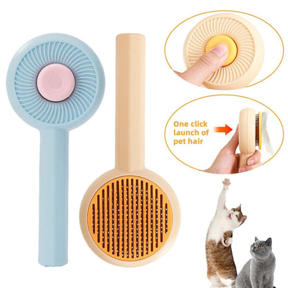 Stevvex blue silicone cat massage brush with beige bristle brush for cats and dogs on Tampa Home & Garden Store